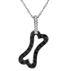 Diamond Dog Bone Pendant with Chain