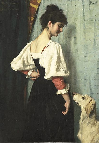 Young Italian woman with a dog called Puck