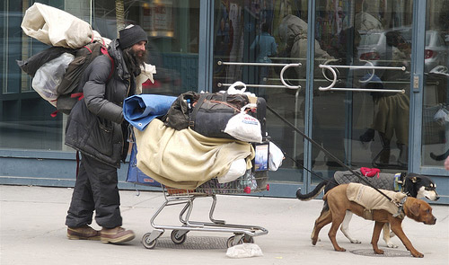 Homeless man and dog