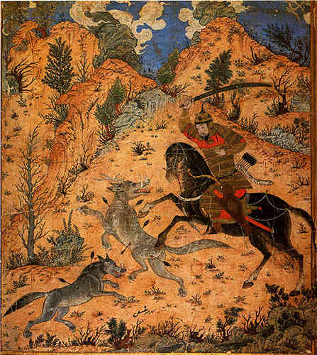 Isfandiyar fights with the Wolves